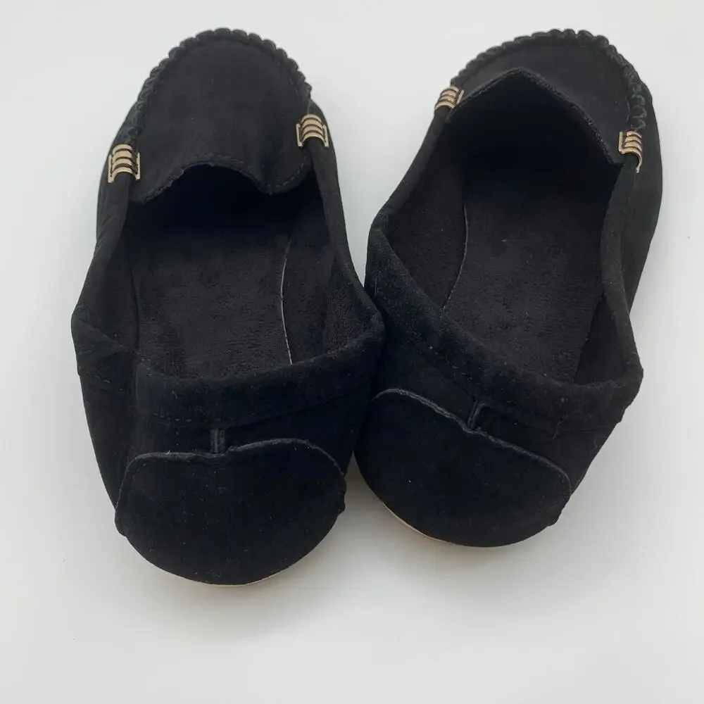 Black Loafer Womens Size 9 Faux Suede Fashion Slippers Bohemian Style